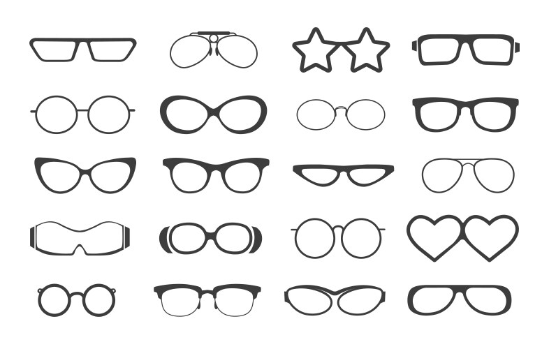 Set of black glasses on white background Vector Image