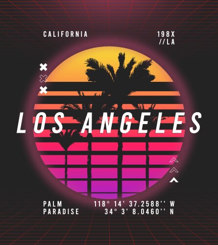 los angeles t-shirt design in retro futuristic vector image