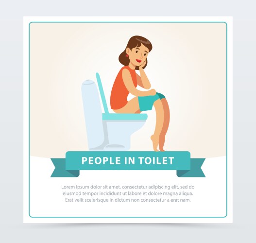 woman sitting on a toilet daily hygiene procedure vector image