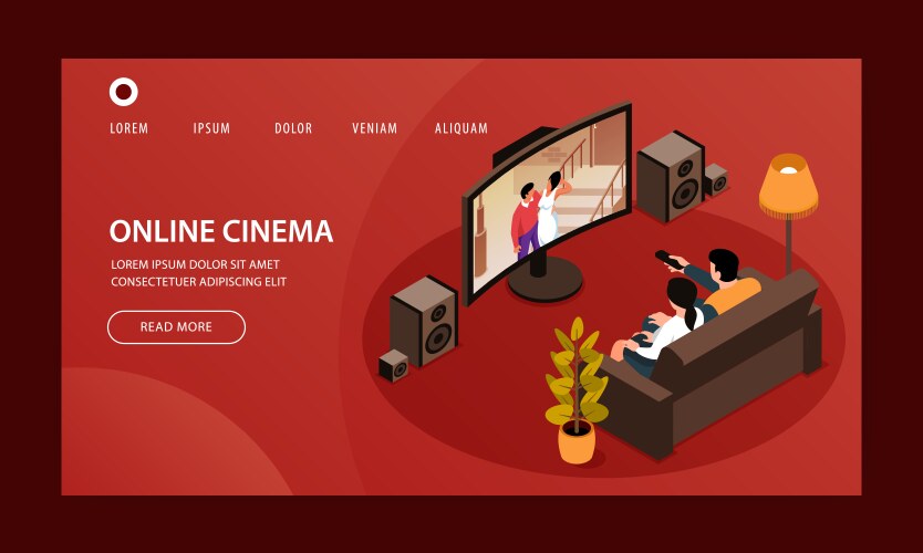 online cinema website design vector image