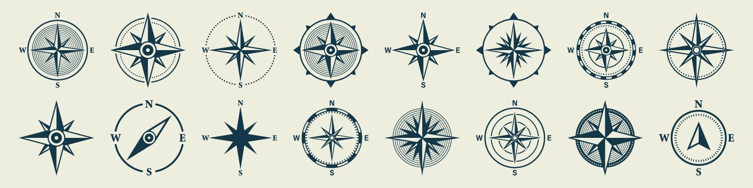 vintage marine wind rose nautical chart vector image