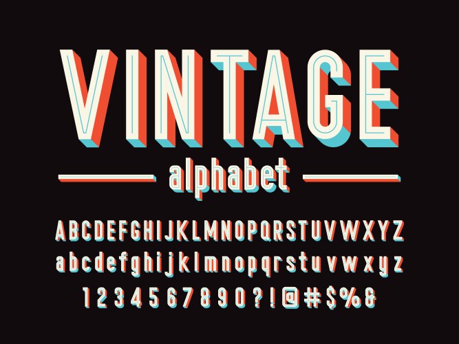 3d retro font vector image