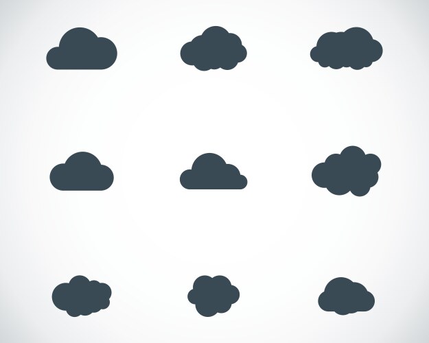 Black cloud icons set Royalty Free Vector Image