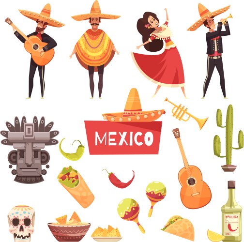 Mexico realistic set Royalty Free Vector Image