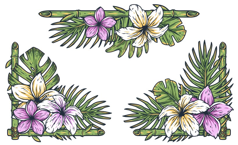 Tropical Palms & Monstera - Hawaii Vibes Vector Image