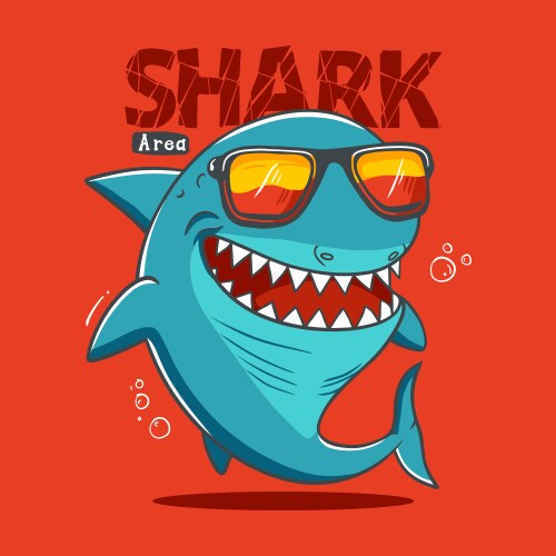Cartoon Shark with Sunglasses Vector Image