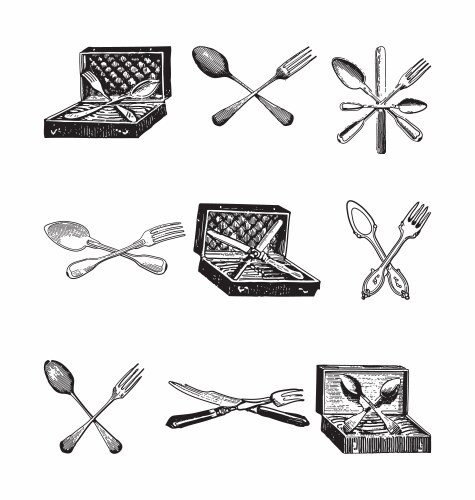 Spoon knife and fork Royalty Free Vector Image