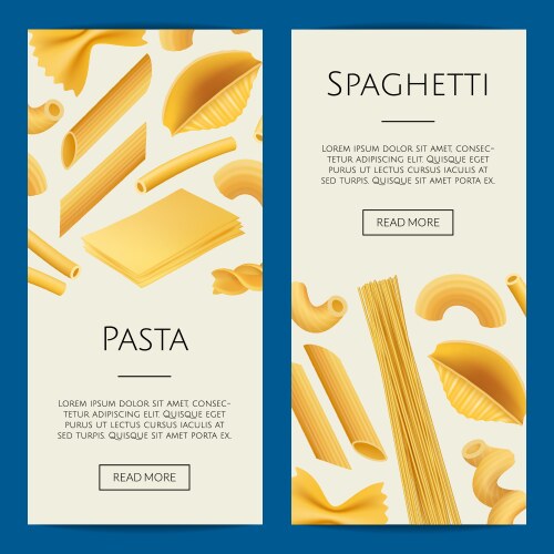 realistic pasta types web banner vector image