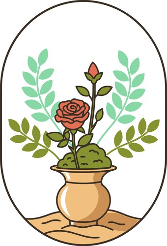 Minimalist Rose in Pot Vector Image