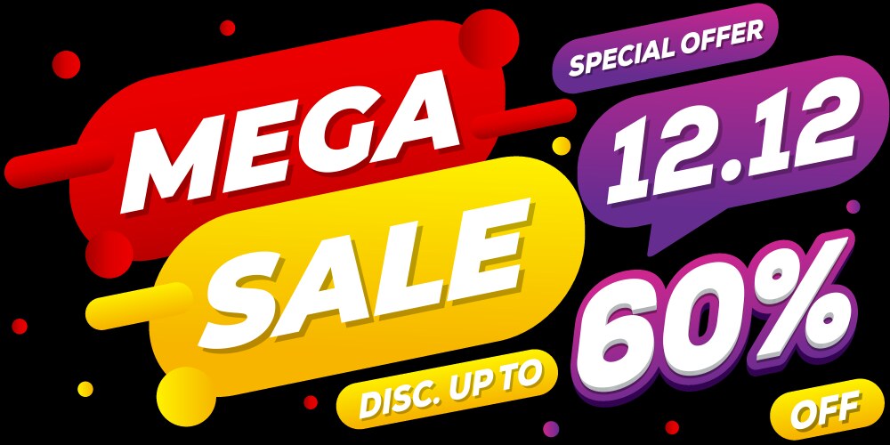 60 mega sale 1212 celebration discount 3d vector image