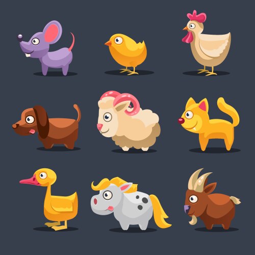 Farm animal collection set Royalty Free Vector Image