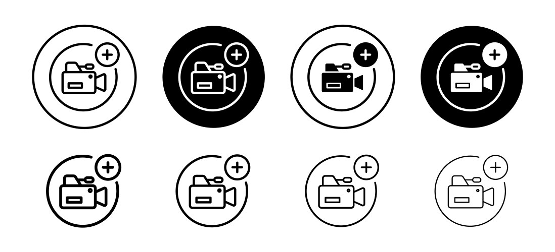 Add video file recording as attachment button vector image