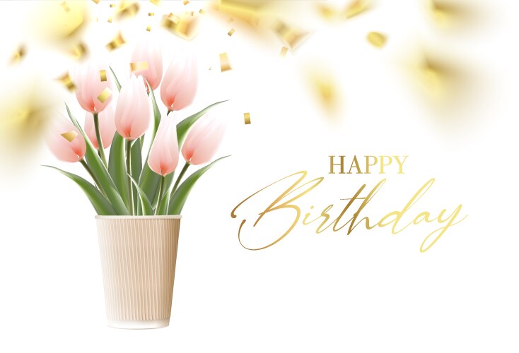 Golden Confetti Birthday Card Vector Image