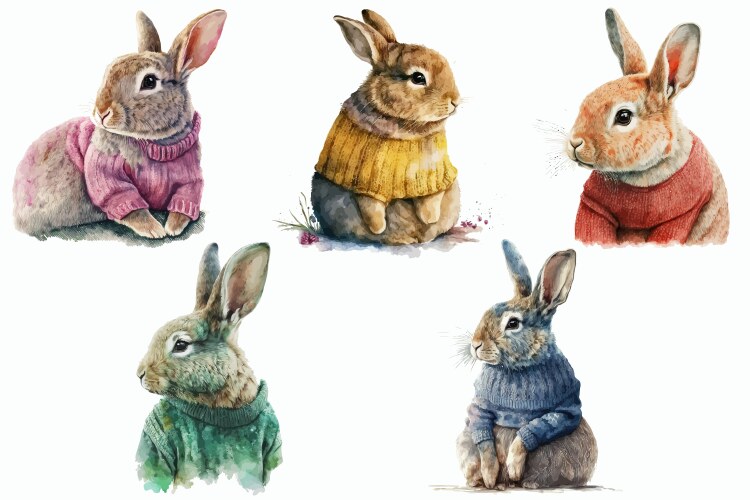 Safari animal set cute christmas bunnies Vector Image