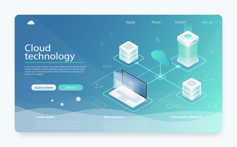 Cloud hosting network isometric concept vector image