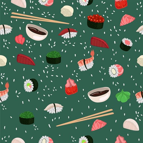 Sushi & Roll Pattern Vector Image