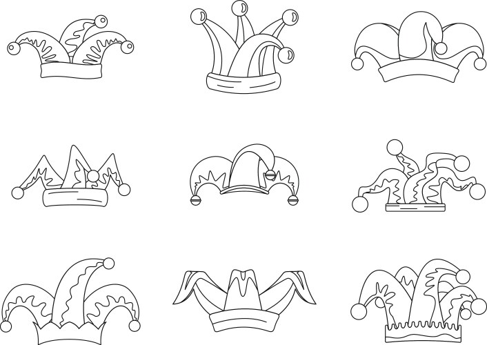 Jester Hats - Icon Set Vector Image
