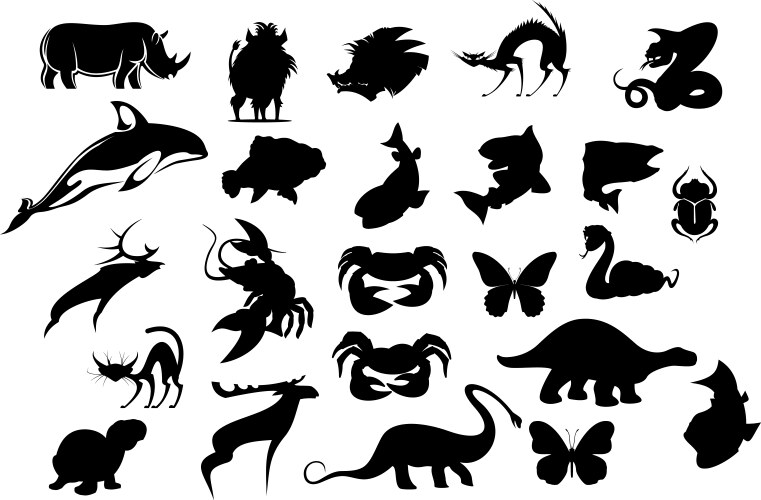 Animal Silhouettes Collection Vector Image