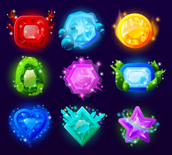 Computer game magic gems set vector image