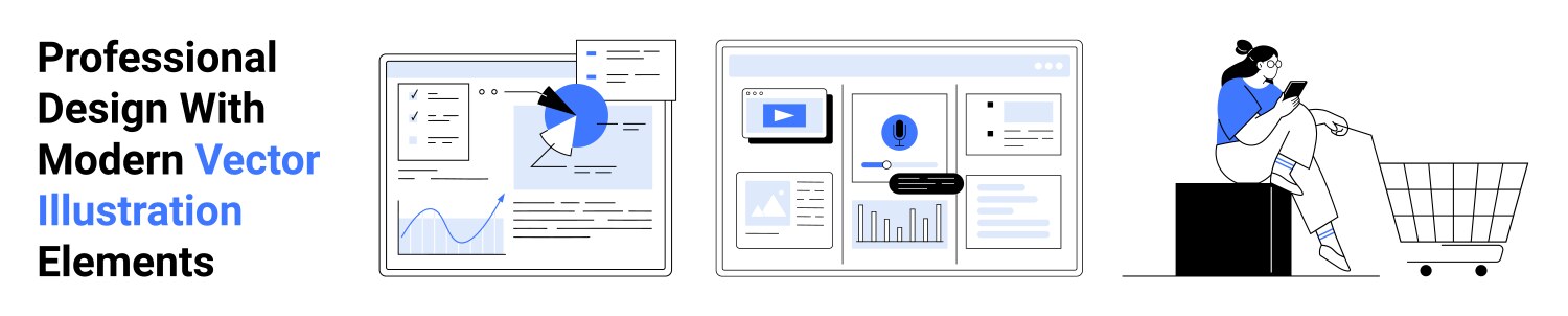 Digital data analysis dashboard interface vector image
