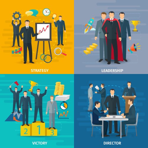 leadership concept icons set vector image