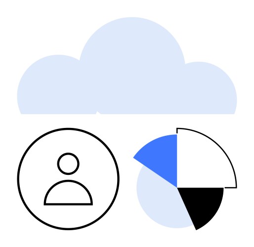 Cloud storage with user avatar and pie chart vektorbild