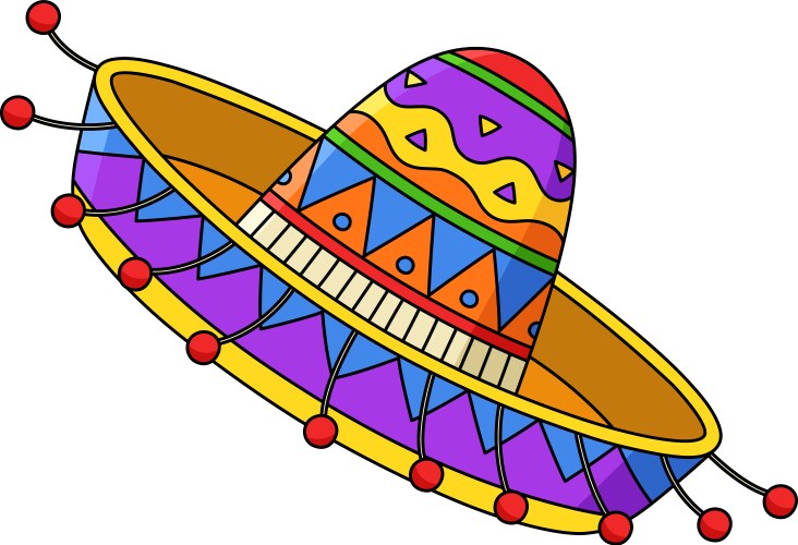 Sombrero cartoon colored clipart Vector Image