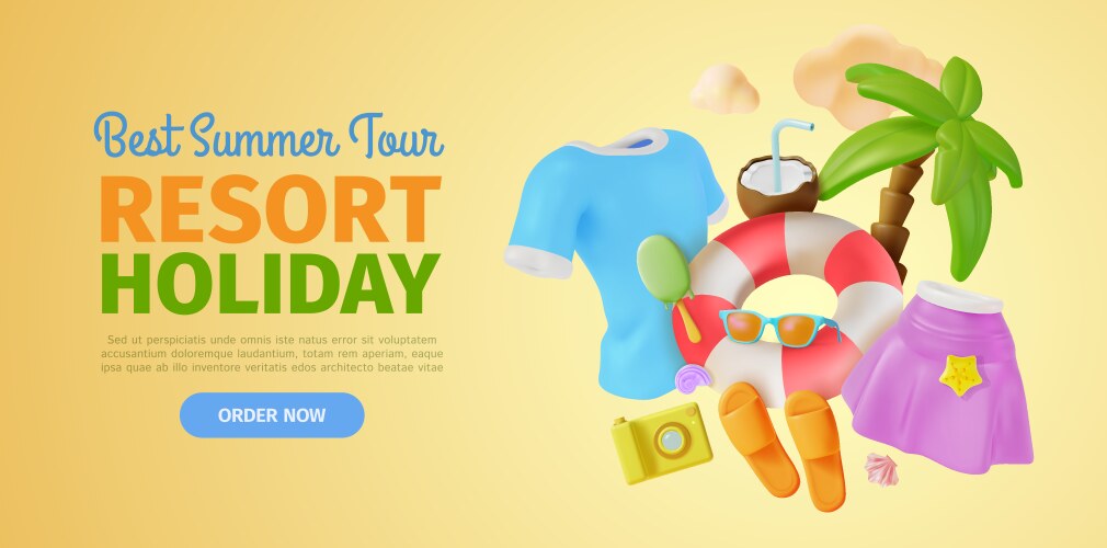 3d best summer tour resort holiday ads banner vector image