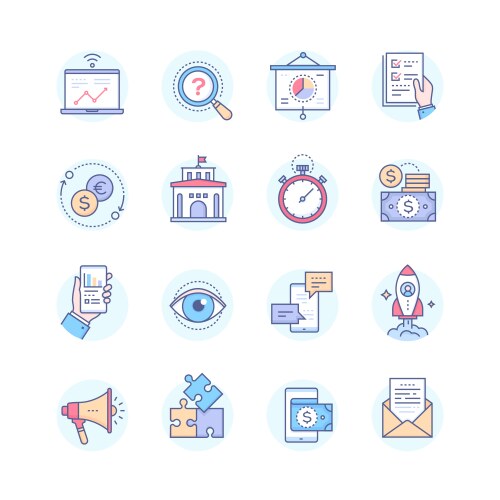 business concepts - set of line design style icons vector image