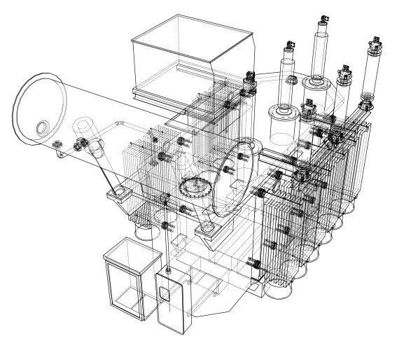 High-voltage transformer concept vector image