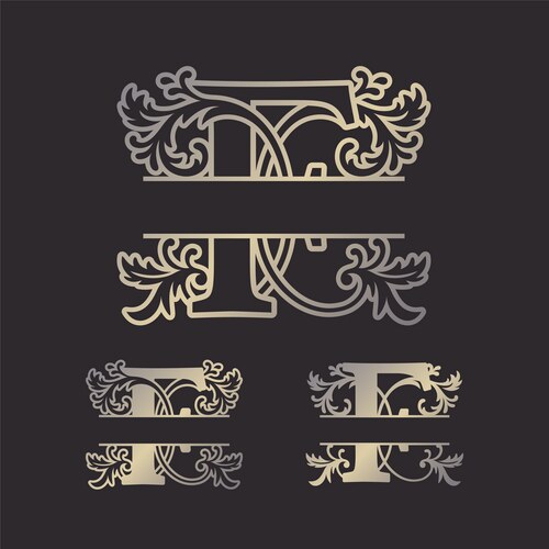 Split Letter Monogram Font - Alphabet & Initials – Royalty-Free Vector ...