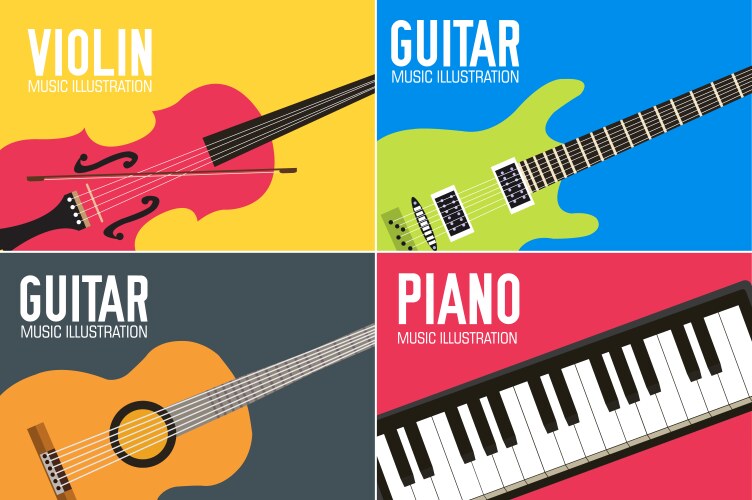 Music instruments brochure cards set aud Vector Image