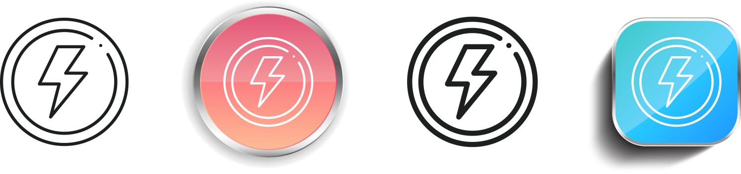 Flash icon thin linear regular and button style vector image