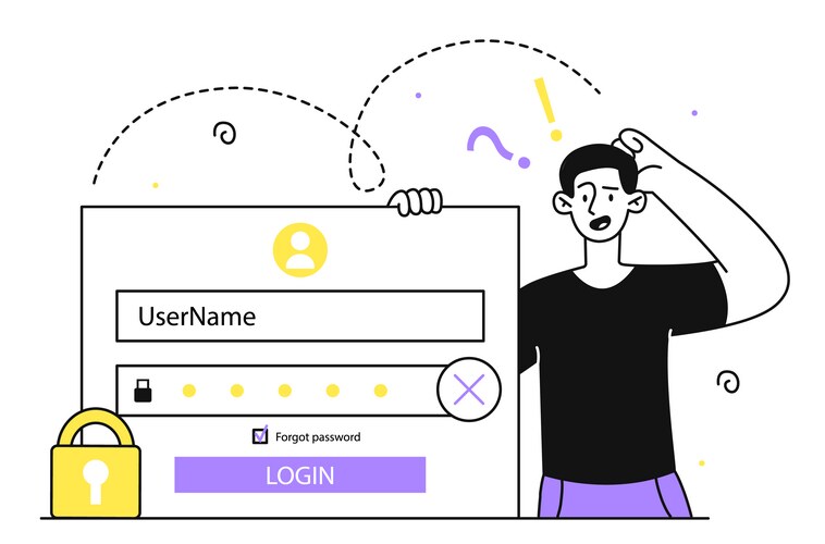 Man forgot password linear concept – Royalty-Free Vector | VectorStock