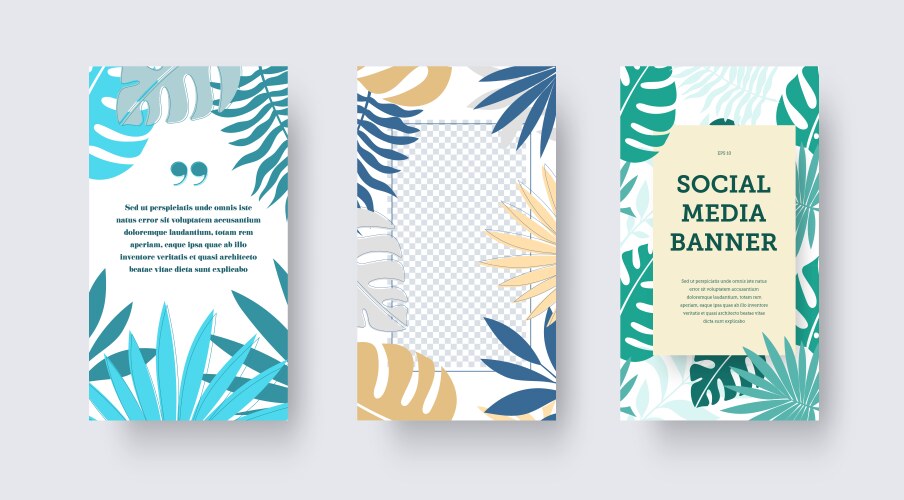 social media banner with tropical leaves palm vector image