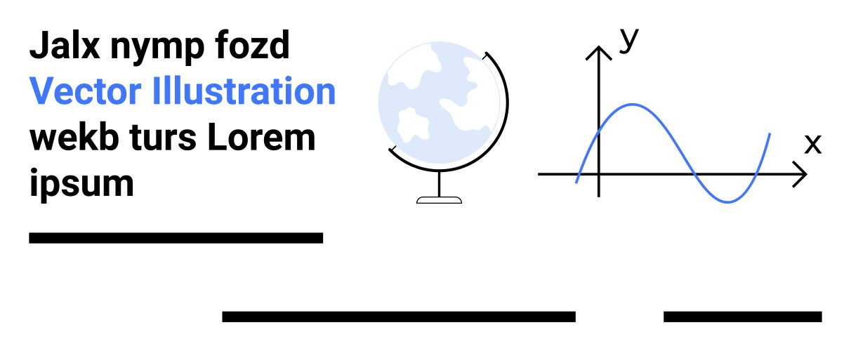 Globe and graph with typography in minimalistic vector image