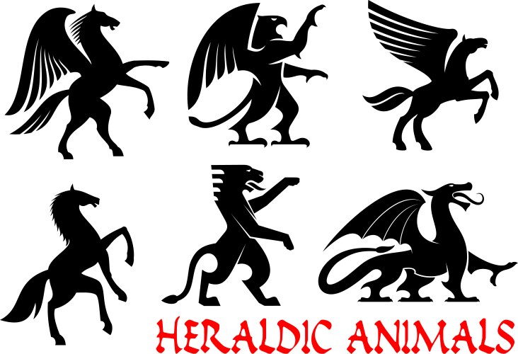 Mythical Creatures & Heraldic Animals Vector Image