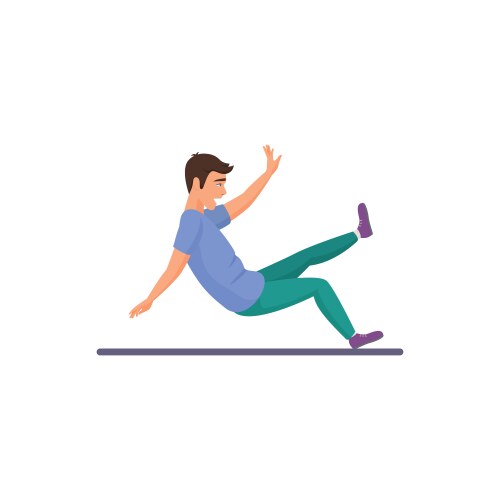 careless unhappy man running and falling down vector