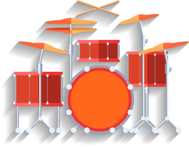 Color flat style drum set Royalty Free Vector Image