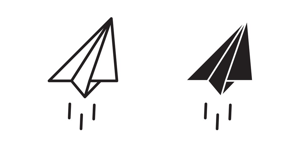 Paper Airplane Icon - Sketch Doodle Vector Image
