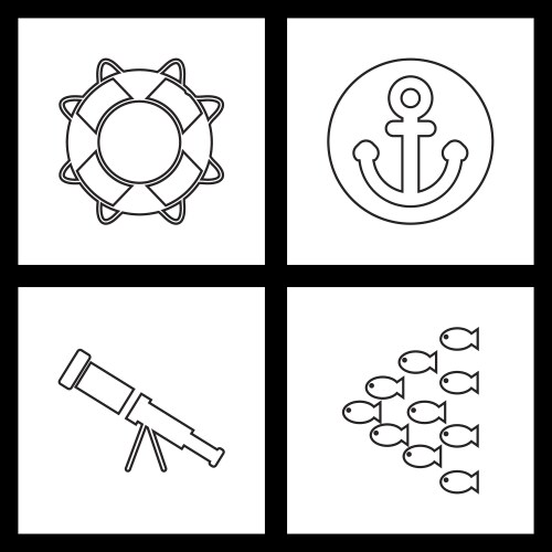 Set sea icons vector image