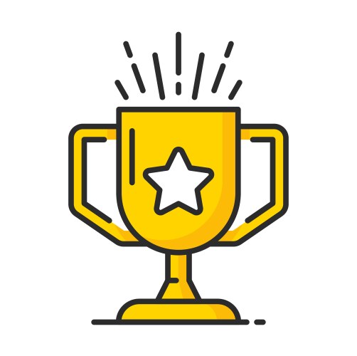 winner trophy cup with star icon reward benefits vector image