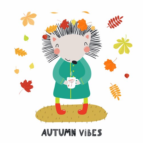 Cute autumn hedgehog Vector Image