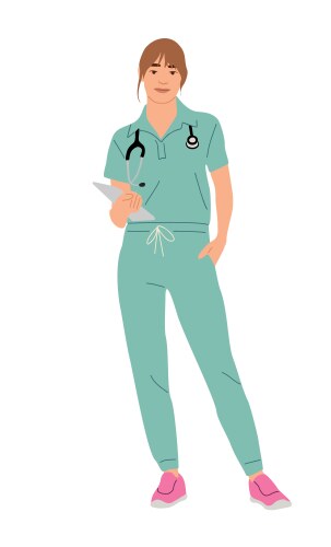 Pretty female doctor with tablet and stethoscope vector image