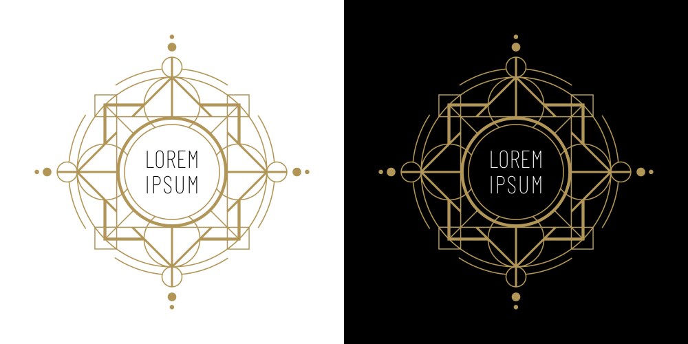 sacred geometry logo geometric emblem frame vector image