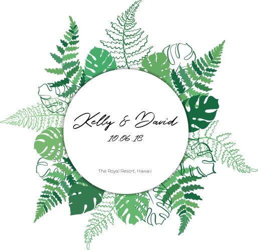 Card template with fern and monstera Vector Image