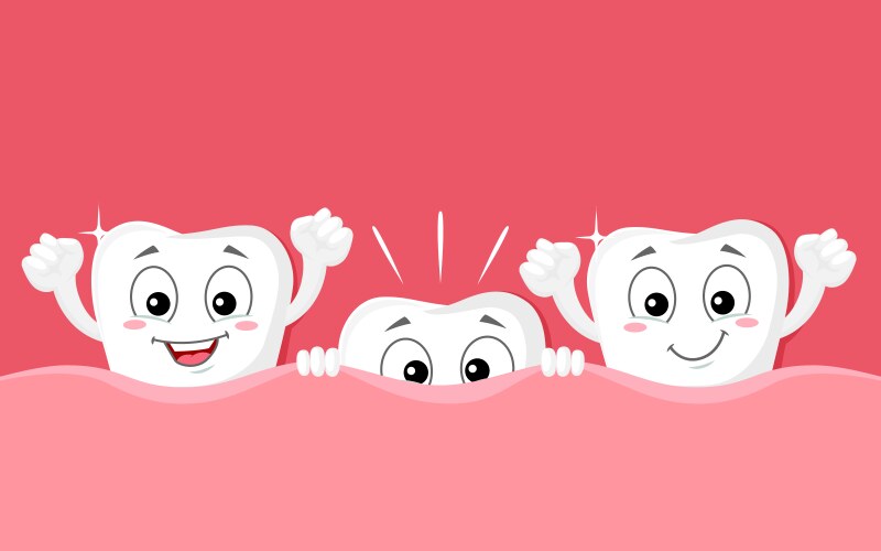 cartoon teeth grow funny characters dental health vector image