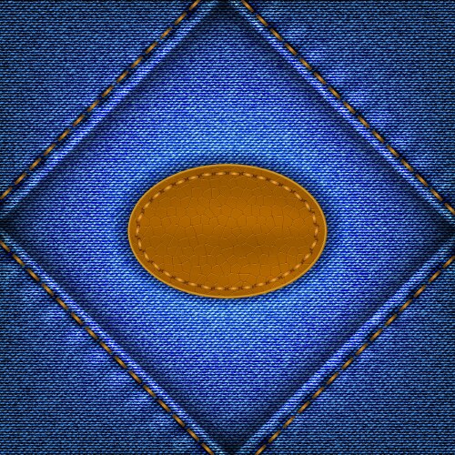Blue Denim Texture with Leather Patch Royalty Free Vector
