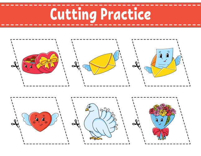 Cutting practice for kids education developing Vector Image
