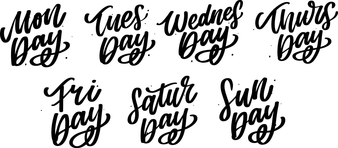 handwritten inscription days a week vector image